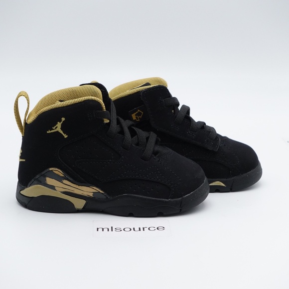 NEW Size 6 Toddler Kid's Jordan MVP Stretch Lace Sneakers DZ5576-007 Black/Gold - Picture 3 of 10